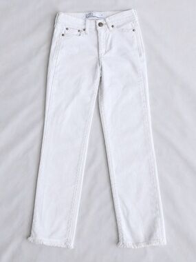 AYR White Cropped Straight Leg Raw Hem Jeans Size 25